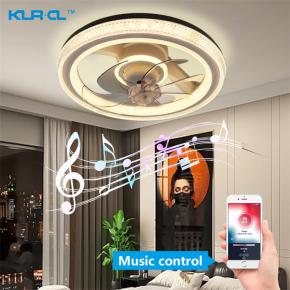 Contemporary low noise smart home bluetooth music ceiling light with fan	